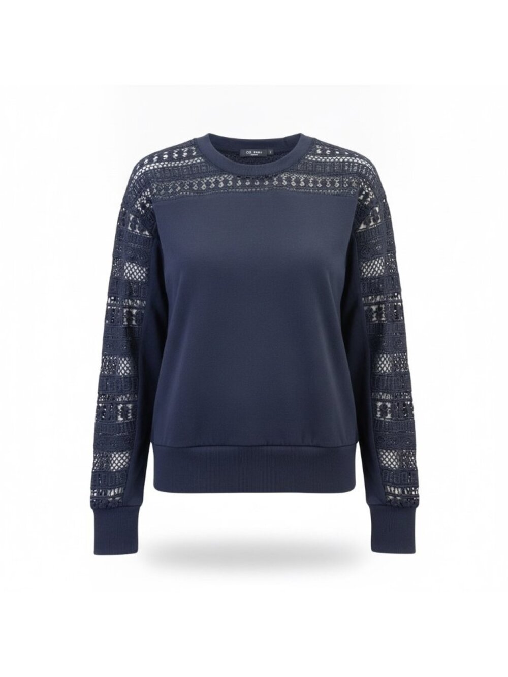 Max Jeans Womens Navy Lace Sleeve Pullover Sweater Size L